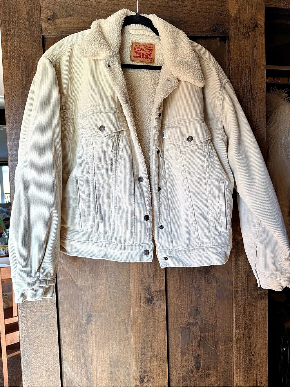 Levi's Corduroy Sherpa Trucker Jacket White Medium